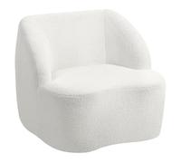 HOMCOM Sillón Tapizado en Borreguito Sillón de Salón de 81 cm con Diseño Curvo Acolchado Grueso No Requiere Montaje para Dormitorio Sala de Estar Oficina Crema
