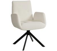 HOMCOM Sillón tapizado, sillón de acento, diseño moderno, giratorio, hasta 120 kg, Blanco crema Aosom España