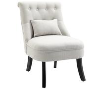 HOMCOM Sillón tapizado suave con cojín lumbar, para leer y descansar, tela de lino, 52,5 x 69 x 77 cm, Blanco crema