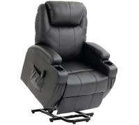 HOMCOM Sillón TV Relax Eléctrico con Ayuda para Levantarse Función de Reclinación Mando a Distancia y Puerto USB Negro Aosom España