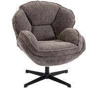 HOMCOM Sillón wingback moderno, sillón con reposabrazos en terciopelo con base de cuatro estrellas, muelles en S, función de giro 360°, gris Aosom España