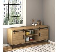 HOMCOM Sistema completo de puerta corredera de 183 cm con guía de suelo, riel de desplazamiento, rodillos dobles de acero al carbono y herrajes para puerta corredera.
