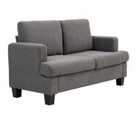 HOMCOM Sofá 2 plazas 120 cm con cojines de respaldo extraíbles, tejido de chenilla para salón, dormitorio, oficina, gris oscuro