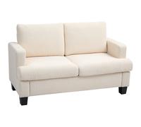 HOMCOM Sofá 2 plazas 120 cm con cojines de respaldo extraíbles, tela chenilla para sala, habitación, oficina, beige
