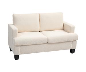 HOMCOM Sofá 2 plazas 120 cm con cojines de respaldo extraíbles, tela chenilla para sala, habitación, oficina, beige