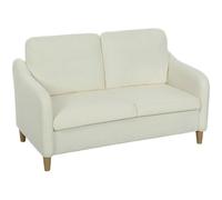 HOMCOM Sofá 2 plazas Acolchado Sherpa Transpirable reposabrazos Crema | Marco de eucalipto, 2 cojines desenfundables lavables, loveseat ahorrador de espacio, salón, 137x69x82 cm