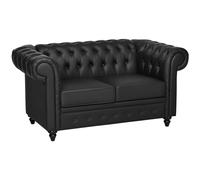 HOMCOM Sofá 2 plazas Chesterfield Acolchado en Cuero sintético, Negro