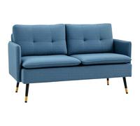 HOMCOM Sofá 2 Plazas con Cojines Reposabrazos Patas de Acero 139 cm, Azul