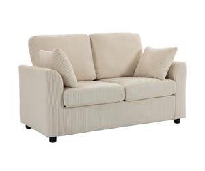 HOMCOM Sofá 2 Plazas de Terciopelo Acanalado Sofá de Salón 144 cm con Asiento Ancho Acolchado 2 Cojines Beige Aosom España