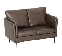 HOMCOM Sofá 2 Plazas en Cuero Transpirable con Acolchado Grueso y Patas de Metal, 137x72x88 cm, Marrón Oscuro