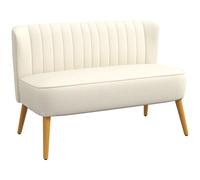 HOMCOM Sofá 2 Plazas en Tejido Efecto Lino Sin Brazos Diseño a Rayas, Sofá 2 Plazas Acolchado Ahorroespacio Moderno con Patas de Caucho para Salón, 117x56.5x77 cm, Crema Aosom España