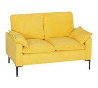 HOMCOM Sofá 2 Plazas Moderno con Cojines y Revestimiento en Tejido Rizo, 130x77x84 cm, Amarillo Aosom España