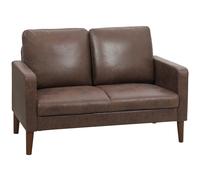 HOMCOM Sofá 2 plazas moderno con tapizado en tejido efecto piel transpirable y patas de madera, 130x78x85 cm, Marrón oscuro Aosom España