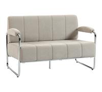 HOMCOM Sofá 2 Plazas Moderno Tapizado en Chenilla Beige, en Acero, Espuma y Tablero Multilaminado, 120x73x76 cm Aosom España