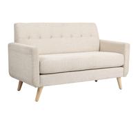 HOMCOM Sofá 2 Plazas, Sofá con Cojín Grueso de Asiento y Respaldo, Aspecto Terciopelo, Sofá Tapizado con Patas de Madera, Sofá Doble de Estilo Moderno para Salón, Dormitorio, Beige Beige 134l x 71a x
