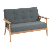 HOMCOM Sofá 2 plazas sofá dos plazas de tela sofá doble tapizado loveseat diseño compacto lino caucho madera gris 115 x 66,5 x 73 cm Dark gray 115a x 66.5t x 73h cm
