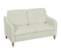 HOMCOM Sofá 2 plazas sofá pequeño con aspecto Sherpa-Fleece 137 cm para salón Blanco crema