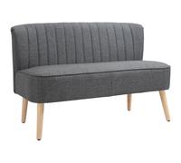 HOMCOM Sofá 2 plazas, sofá tapizado aspecto lino, estructura de madera, para salón dormitorio, 117 cm, Gris