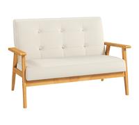 HOMCOM Sofá 3 plazas 115 cm sofá escandinavo con respaldo capitoné, asiento acolchado y reposabrazos, beige