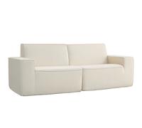HOMCOM Sofá 3 Plazas de Terciopelo Acanalado 230 cm, Sofá Moderno, sin Necesidad de Montaje, Beige