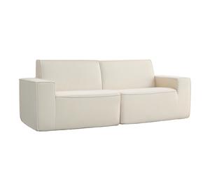 HOMCOM Sofá 3 Plazas de Terciopelo Acanalado 230 cm, Sofá Moderno, sin Necesidad de Montaje, Beige