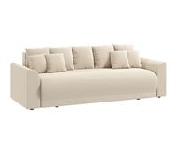 HOMCOM Sofá cama 190x150cm sofá de 3 plazas con función cama, cojines, almacenamiento, acabado de pana para salón, beige
