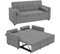 HOMCOM Sofá Cama 2 Plazas 3 en 1 con Respaldo Ajustable 6 Niveles Gris