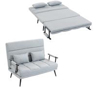 HOMCOM Sofá Cama 2 Plazas Convertible, 3 en 1, 127x73x95 cm, Gris Claro