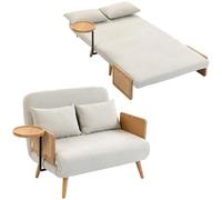 HOMCOM Sofá Cama 2 Plazas Convertible 3 en 1 131x78x82 cm Blanco Crema