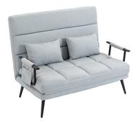 HOMCOM Sofá Cama 2 Plazas Convertible 3 en 1 Tapizado en Lino con Respaldo Ajustable Click-Clack Gris Claro Aosom España