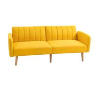 HOMCOM Sofá Cama 2 Plazas Salón con Respaldo Ajustable en 3 Posiciones Amarillo Gris oscuro