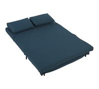 HOMCOM Sofá Cama 2 Plazas, Sofá-Cama Clic-Clac 3 en 1 con Respaldo Regulable, Cojín, Asiento Amplio, Azul
