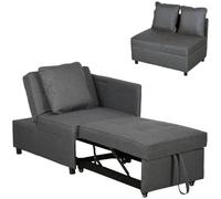 HomCom Sofá cama 3 en 1 individual – respaldo ajustable, con almohadas – Gris