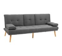 HOMCOM Sofá Cama 3 Plazas Sofá Cama Plegable con Respaldo Ajustable de 3 Niveles Reposabrazos Desmontable y 2 Soportes para Vasos 181x77x78 cm Light gray 181x77x78cm