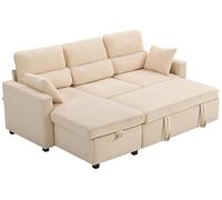 HOMCOM: Sofá cama ajustable, sofá en forma de L con función de cama para invitados