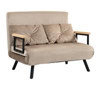 HOMCOM Sofá cama, cama plegable con función de cama, sillón relax con cojín trasero, sofá tapizado con respaldo regulable, aspecto terciopelo, 102 x 73 x 81 cm, marrón claro Brown 102l x 73a x 81h cm