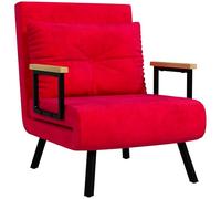 HOMCOM Sofá Cama con Respaldo Ajustable en 5 Niveles, Sofá Cama Plegable con Cojines para Salón, en Tejido Tapizado, Acero y Madera, 63x73x81 cm, Rojo