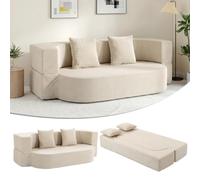 HOMCOM Sofá Cama Convertible 2 plazas 190 cm 2 Cojines Beige