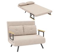 HOMCOM Sofá Cama Convertible 3 en 1 con Respaldo Ajustable 102x73x81 cm Beige Beige