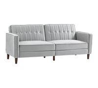 HOMCOM Sofá Cama Convertible 3 Plazas de Terciopelo con Respaldo Reclinable Patas de Madera para Salón Moderno 189x80,5x78,5cm Gris Aosom España