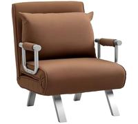 HOMCOM Sofá Cama de 1 Plaza 2 en 1 Sillón Cama Plegable 65x69x80 cm Marrón