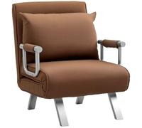 HOMCOM Sofá Cama de 1 Plaza 2 en 1 Sillón Cama Plegable 65x69x80 cm Marrón