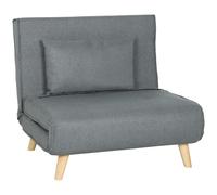 HomCom Sofá cama 1 plaza 3 en 1 – Sillón plegable, respaldo 6 niveles, almohada, gris