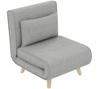 HOMCOM Sofá Cama de 1 Plaza 3 en 1, Sillón Cama Plegable, Tapizado en Lino Sintético, con Respaldo Ajustable en 6 Niveles, Almohada, Asiento Ancho, Patas de Madera, 72x78x79 cm, Gris Light gray