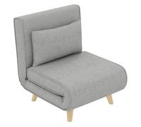 Homcom sofá cama de 1 plaza 3 en 1, sillón cama plegable, tapizado en lino sintético, con respaldo ajustable en 6 niveles, almohada, asiento ancho, patas de madera, 72x78x79 cm, gris