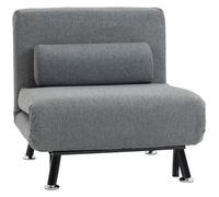HOMCOM Sofá Cama de 1 Plaza con Respaldo Ajustable de 5 Niveles 75x70x75cm Beige Gris oscuro