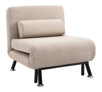 HOMCOM Sofá Cama de 1 Plaza 3 en 1 Sofá Cama Plegable Tapizado en Lino con Respaldo Ajustable de 5 Niveles y Almohada Acolchada para Oficina Dormitorio Salón 75x70x75 cm Beige Beige 75 x 70 x 75 cm