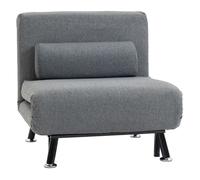 HOMCOM Sofá Cama de 1 Plaza con Respaldo Ajustable de 5 Niveles 75x70x75cm Beige Gris oscuro