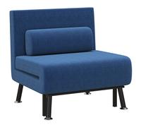 HOMCOM Sofá Cama Individual Plegable con Respaldo Ajustable de 5 Niveles Cojín y Tapizado de Lino Sintético 75x70x75 cm Azul Azul