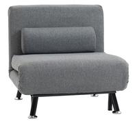 HOMCOM Sofá Cama de 1 Plaza 3 en 1 Sofá Cama Plegable Tapizado en Lino con Respaldo Ajustable de 5 Niveles y Almohada Acolchada para Oficina Dormitorio Salón 75x70x75 cm Gris Oscuro